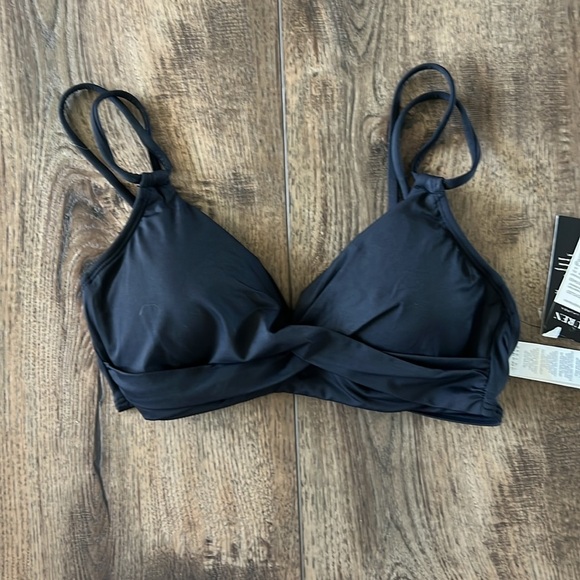 Lauren Ralph Lauren Swim Suit Bikini Top Twist Front Black Size 4 - Picture 4 of 12